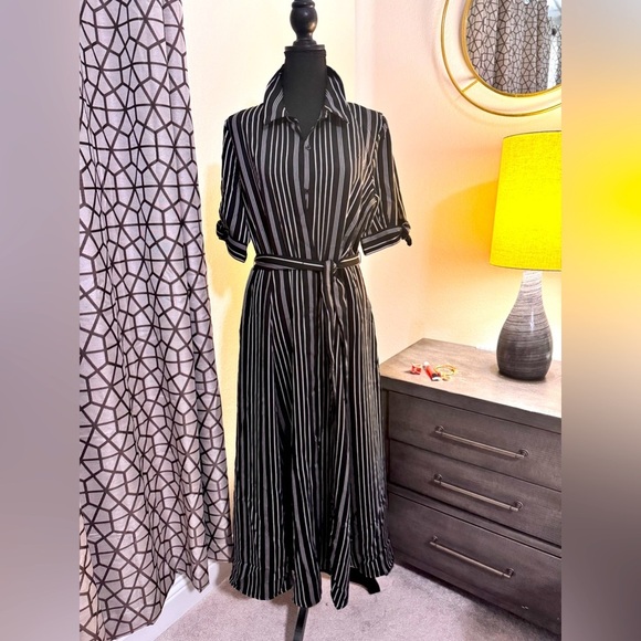 Calvin Klein Pinstripe Shirt Dress - Picture 1 of 4
